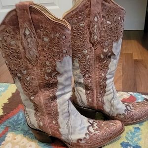 Corral sand/cognac overlay boots